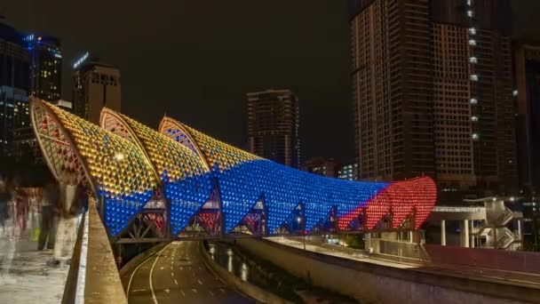 Kuala Lumpur Malaysia February 2020 Time Lapse Footage Pedestrian Bridge — Stockvideo