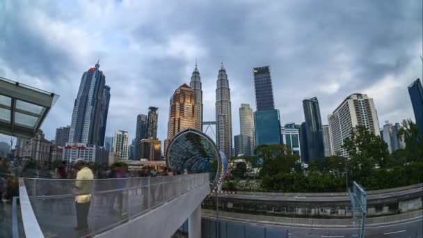 Kuala Lumpur Malaysia February 2020 Time Lapse Footage Pedestrian Bridge — Stockvideo