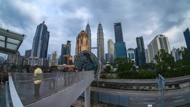 Kuala Lumpur Malaysia February 2020 Time Lapse Footage Pedestrian Bridge — Stockvideo