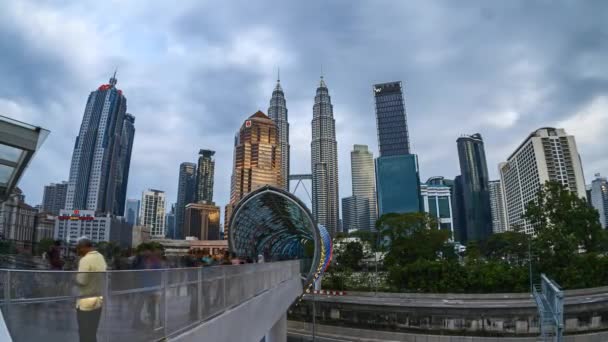 Kuala Lumpur Malaysia February 2020 Time Lapse Footage Pedestrian Bridge — Video Stock