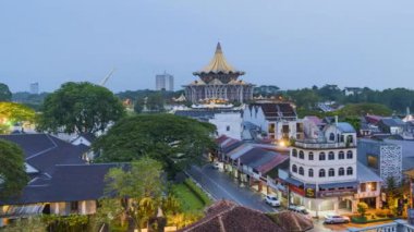 Kuching, Sarawak, Malaysia - May 16 2022: The famous landmark of State Legislative Assembly (Dewan Undangan Negeri) during cloudy morning