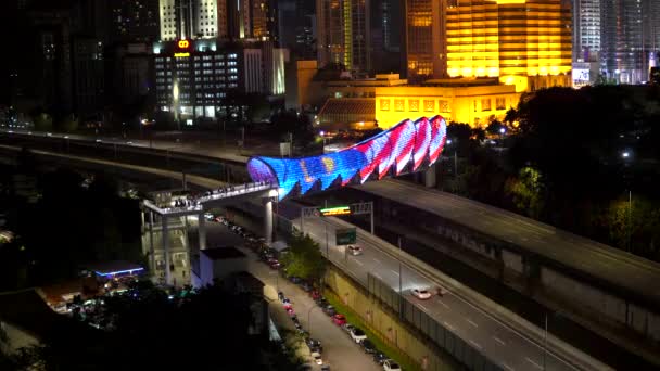 Kuala Lumpur Malaysia August 2022 Realtime Footage Pedestrian Bridge Named — Stockvideo