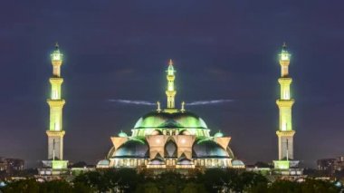 Kuala Lumpur, Malaysia - July 7, 2022 - Time lapse 4k uhd video of Mosque during cloudy sunrise