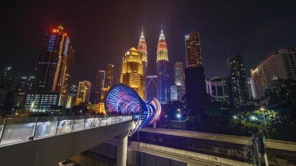 Kuala Lumpur Malaysia Augusti 2022 Time Lapse Uhd Bilder Petronas — Stockvideo