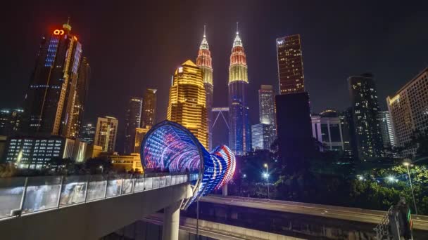 Kuala Lumpur Malaysia Augusti 2022 Time Lapse Uhd Bilder Petronas — Stockvideo