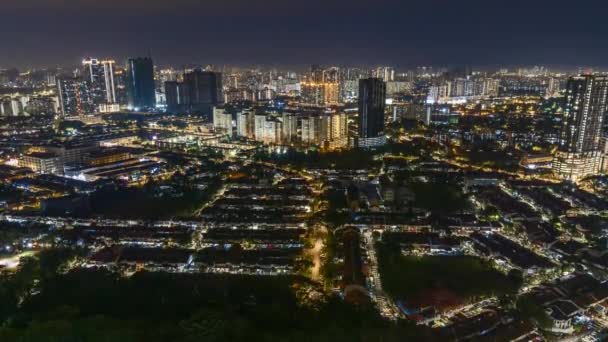 Tidsbrist Kuala Lumpur Stad Bostadshus Klar Himmel Natten Och Upptagen — Stockvideo