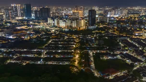 Tidsbrist Kuala Lumpur Stad Bostadshus Klar Himmel Natten Och Upptagen — Stockvideo