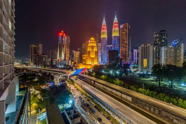 Kuala Lumpur Malásia Agosto 2022 Petronas Klcc Twin Tower Edifício — Fotografia de Stock