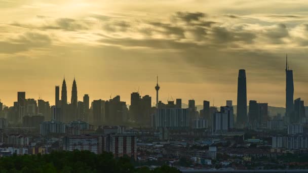 Timelapse Uhd Footage Cityscape Kuala Lumpur Moving Cloud Sunset — Stock Video