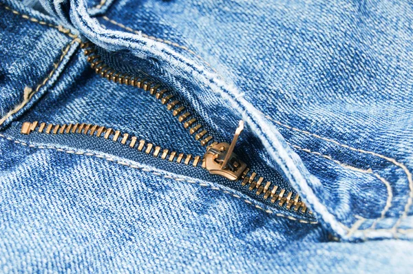Cerniera su jeans — Foto Stock