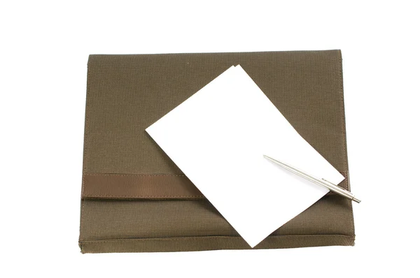 Blank sheet of paper and a pen on the folder — Stock Photo, Image