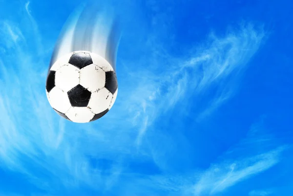 Soccer ball on sky background — Stock Photo, Image