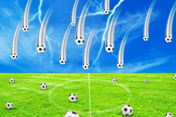 Soccer balls rain — Stock Photo, Image
