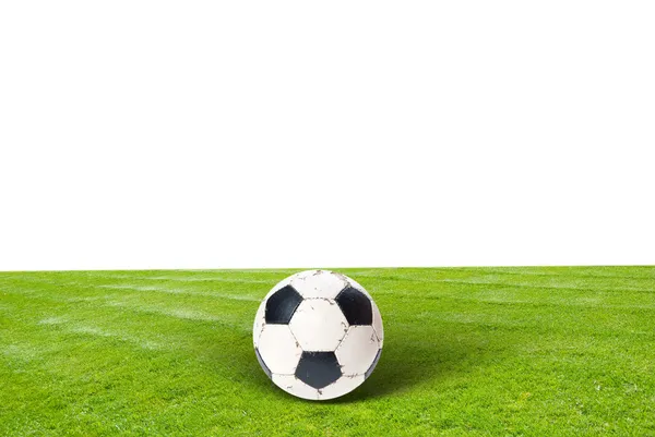 A soccer ball on green grass — Stock Photo, Image