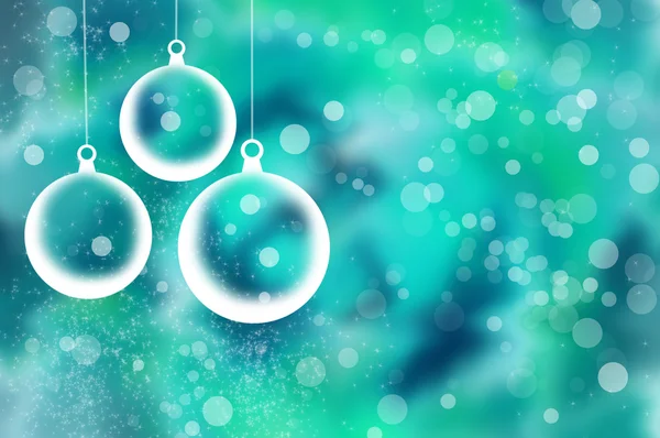 Bolas de Natal transparentes no fundo azul abstrato — Fotografia de Stock