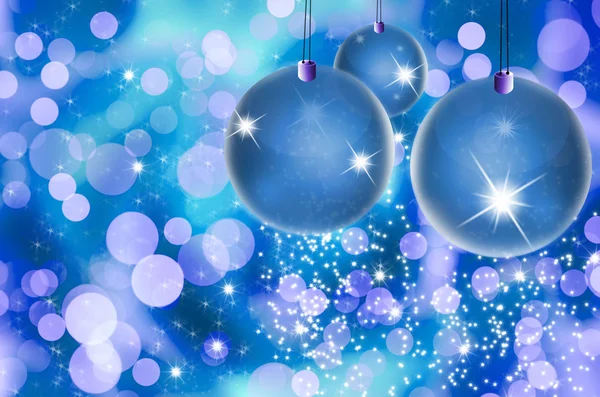 Palline di Natale trasparenti su sfondo blu astratto — Foto Stock