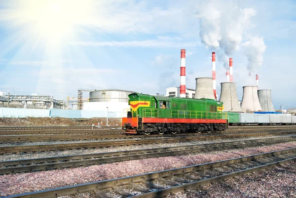 Ferroviária na área industrial — Fotografia de Stock