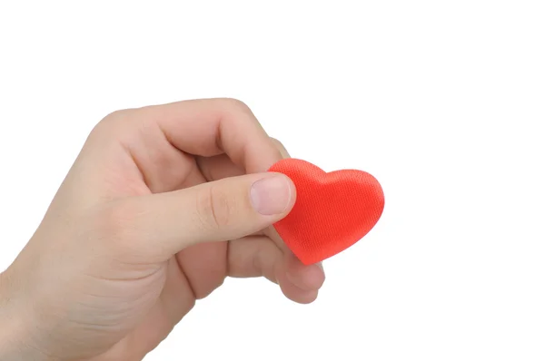 Valentine hjärta i en kvinnlig hand isolerad på vit bakgrund — Stockfoto