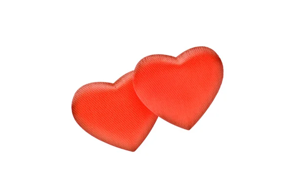 Dos corazones rojos decorativos aislados en blanco — Foto de Stock