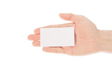 el ve üzerinde beyaz izole kart