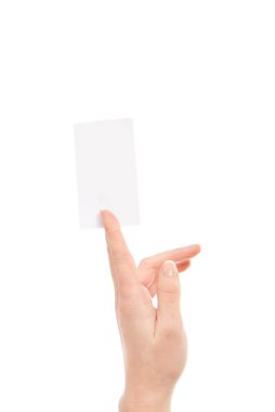 el ve üzerinde beyaz izole kart