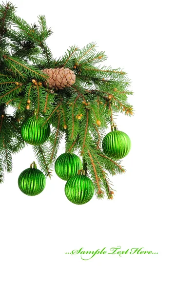 Pine branches and Сhristmas ornaments — Stock Photo, Image