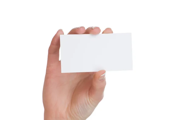 손과 흰색 절연 카드 — 스톡 사진