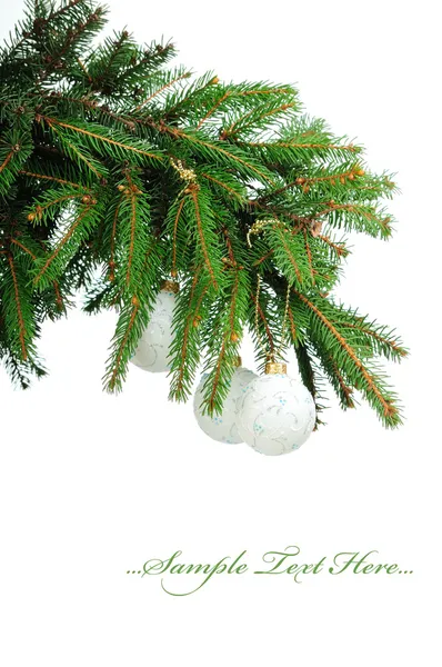 Pine branches and Сhristmas ornaments — Stock Photo, Image