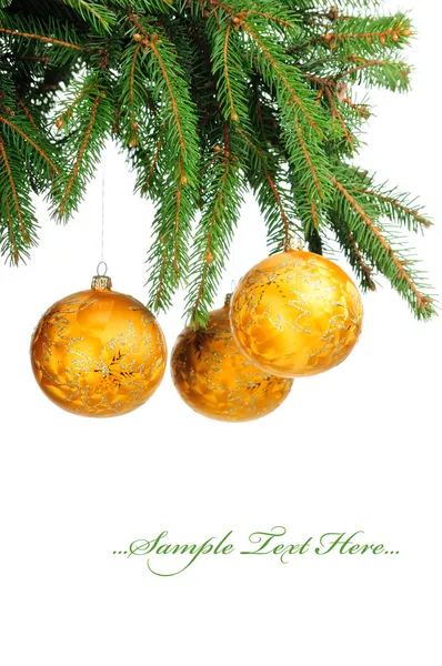 Pine branches and Сhristmas ornaments — Stock Photo, Image