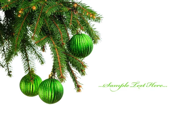 Pine branches and Сhristmas ornaments — Stock Photo, Image