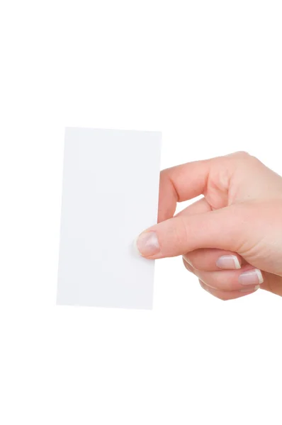 손과 흰색 절연 카드 — 스톡 사진