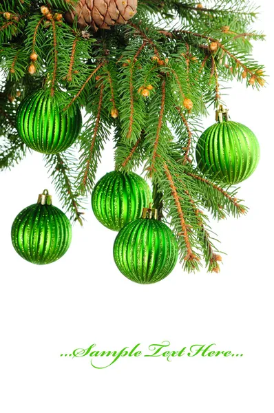 Pine branches and Сhristmas ornaments — Stock Photo, Image