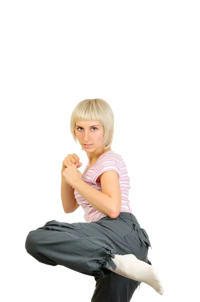 Mulher pronta para lutar — Fotografia de Stock