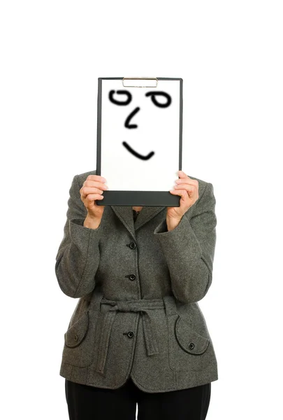 Senior woman holding a clipboard — Stock Photo, Image