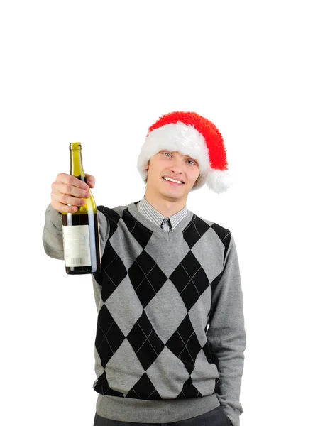 Een jonge man na kerstnacht geïsoleerd op witte achtergrond — Stockfoto