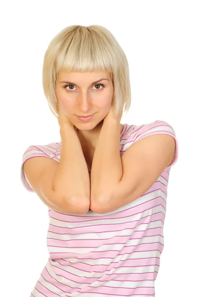 Retrato casual de mujer sexy aislado sobre fondo blanco — Foto de Stock