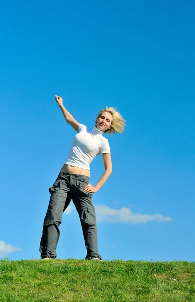 Woman doing morning exercises — Stock Photo, Image