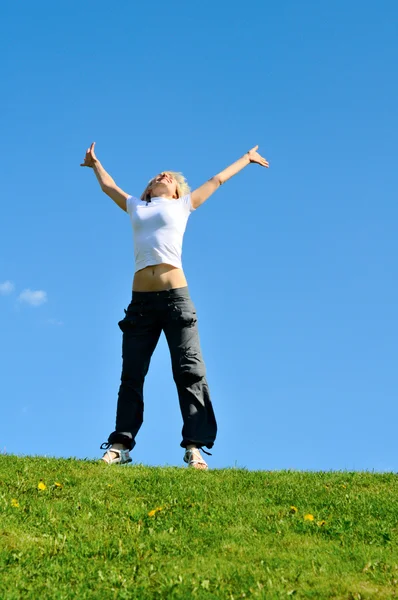 Woman doing morning exercises — Stock Photo, Image