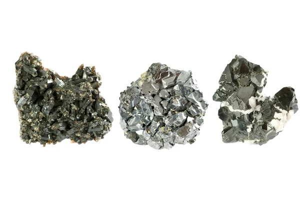 Ore minerals set isolated on white — Stock Photo, Image