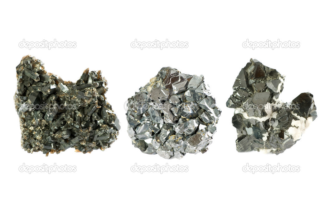 Ore minerals set isolated on white