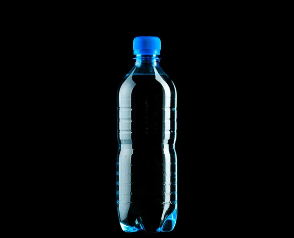 Bottled water isolated on black background — Stock Photo, Image