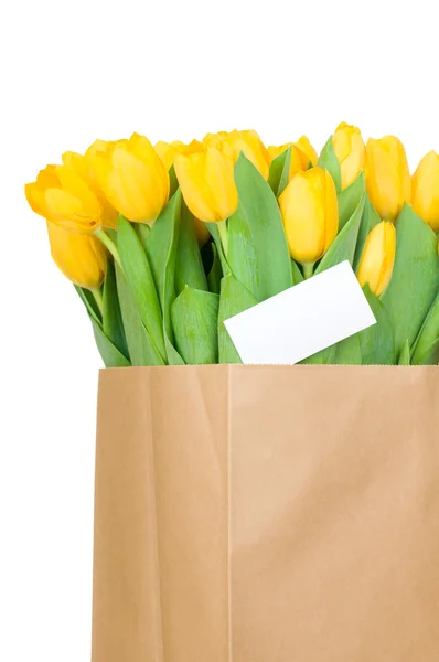 Tulpen in de papieren zak — Stockfoto