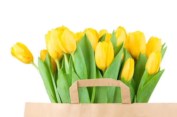 Tulips in the paper bag — Stock Photo, Image