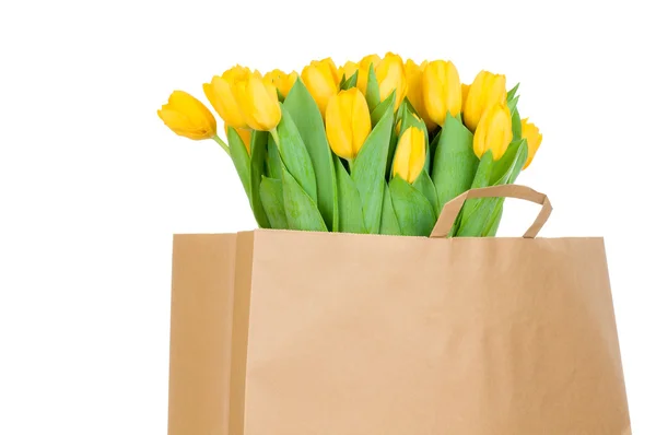 Tulipani nel sacchetto di carta — Foto Stock