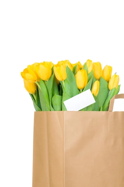 Tulips in the paper bag — Stock Photo, Image