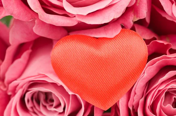 Sevgililer günü kalp kırmızı güller içinde — Stok fotoğraf