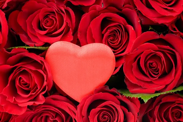 Sevgililer günü kalp kırmızı güller içinde — Stok fotoğraf
