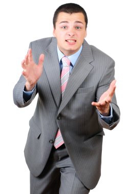 zor bir iş adamı. beyaz izole