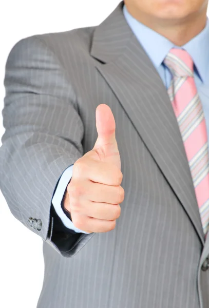 Businessman thumb up isolated on white background — Stock Photo, Image