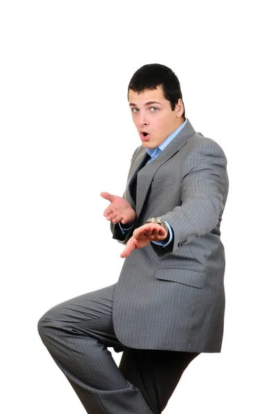 Businessman in fighting pose — Stock Photo, Image